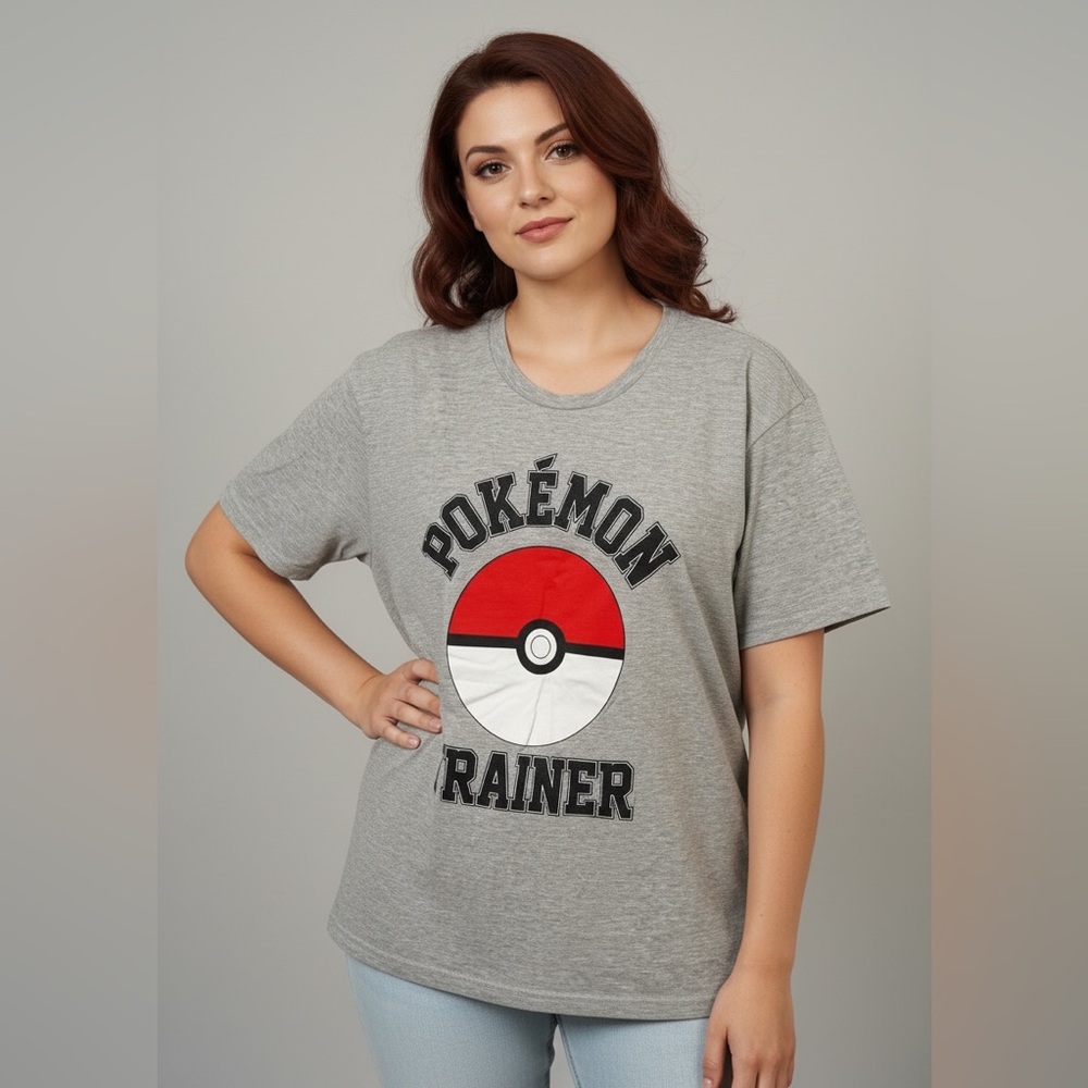 Pokémon Trainer WeLoveFine T-Shirt Women XL Gray Poké Ball Graphic Anime Gaming